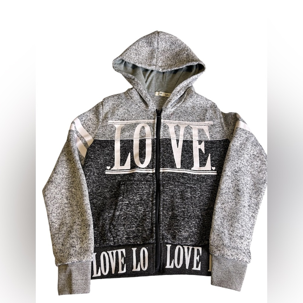 Miss Selfie Love Sweater Grey and Black Size Medium